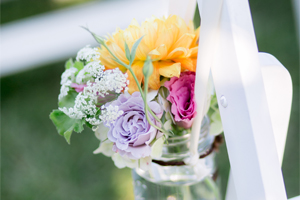 Mason Jar Wedding Ceremony Flowers