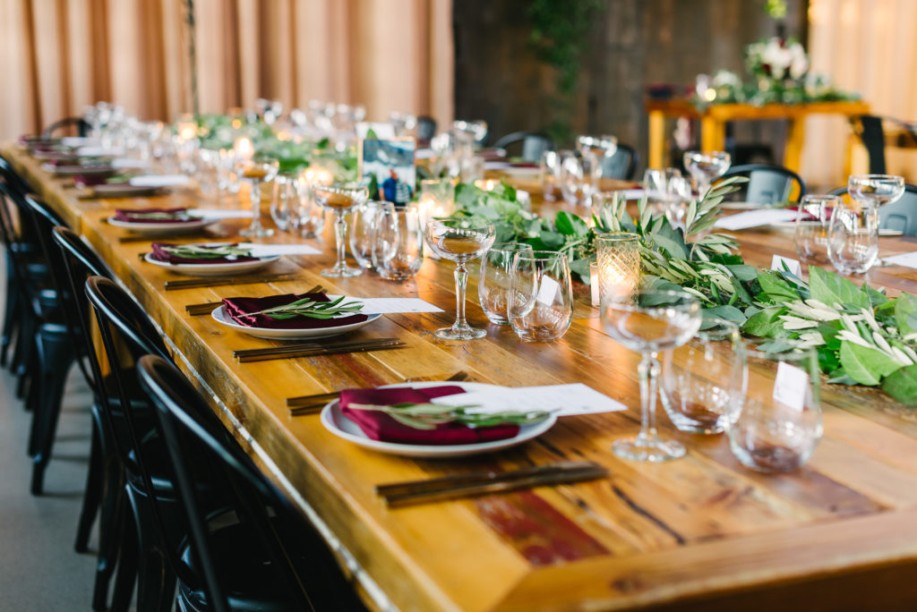 Greenery on Tables for Wedding