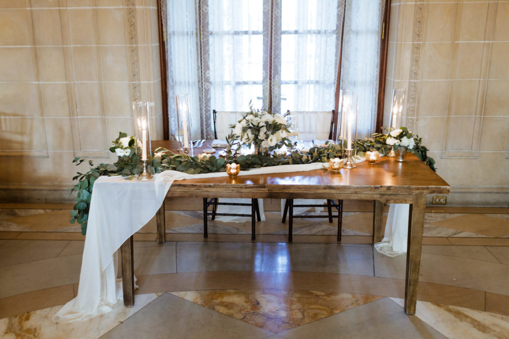 Rectangular Sweetheart Table for Armour House Wedding
