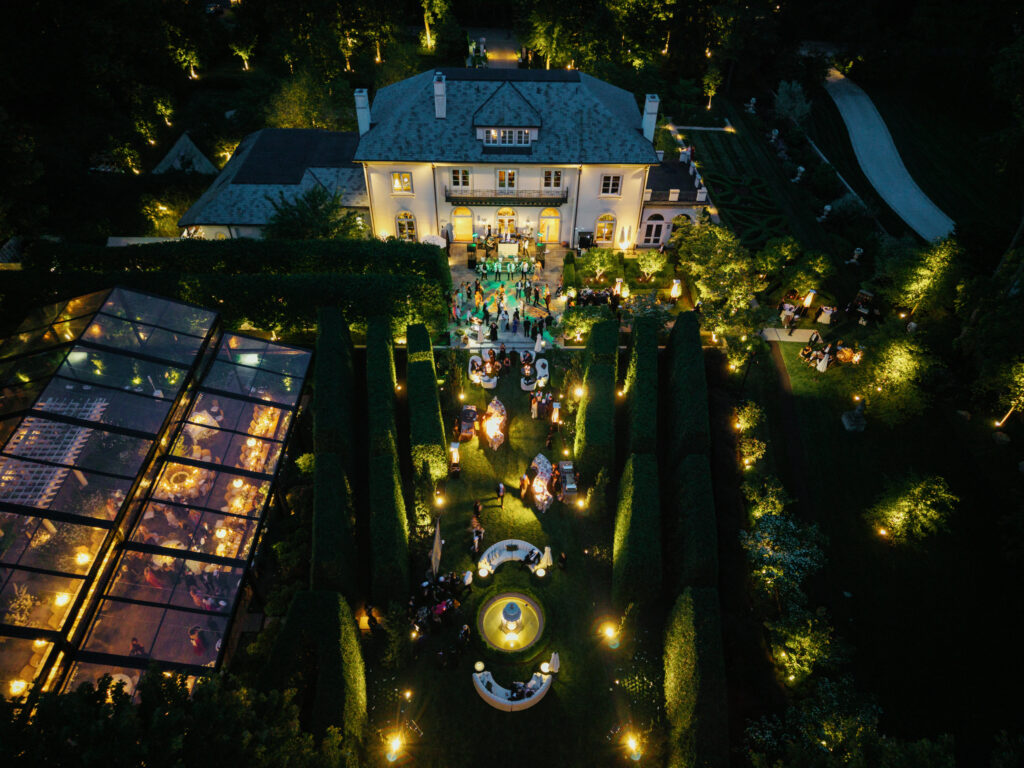 Tent Wedding Drone Shot at Night