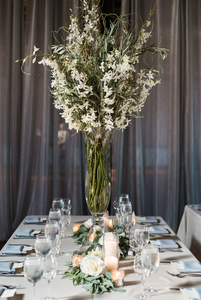 Garnier Vase Arrangement with Orchids and Olive