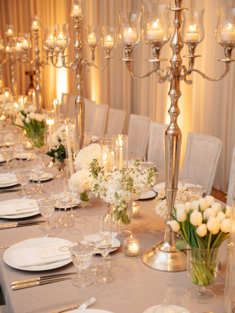 Wedding Candelabras and White Flowers