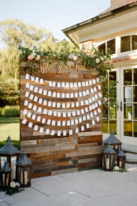Escort Card Display Backyard Garden Wedding