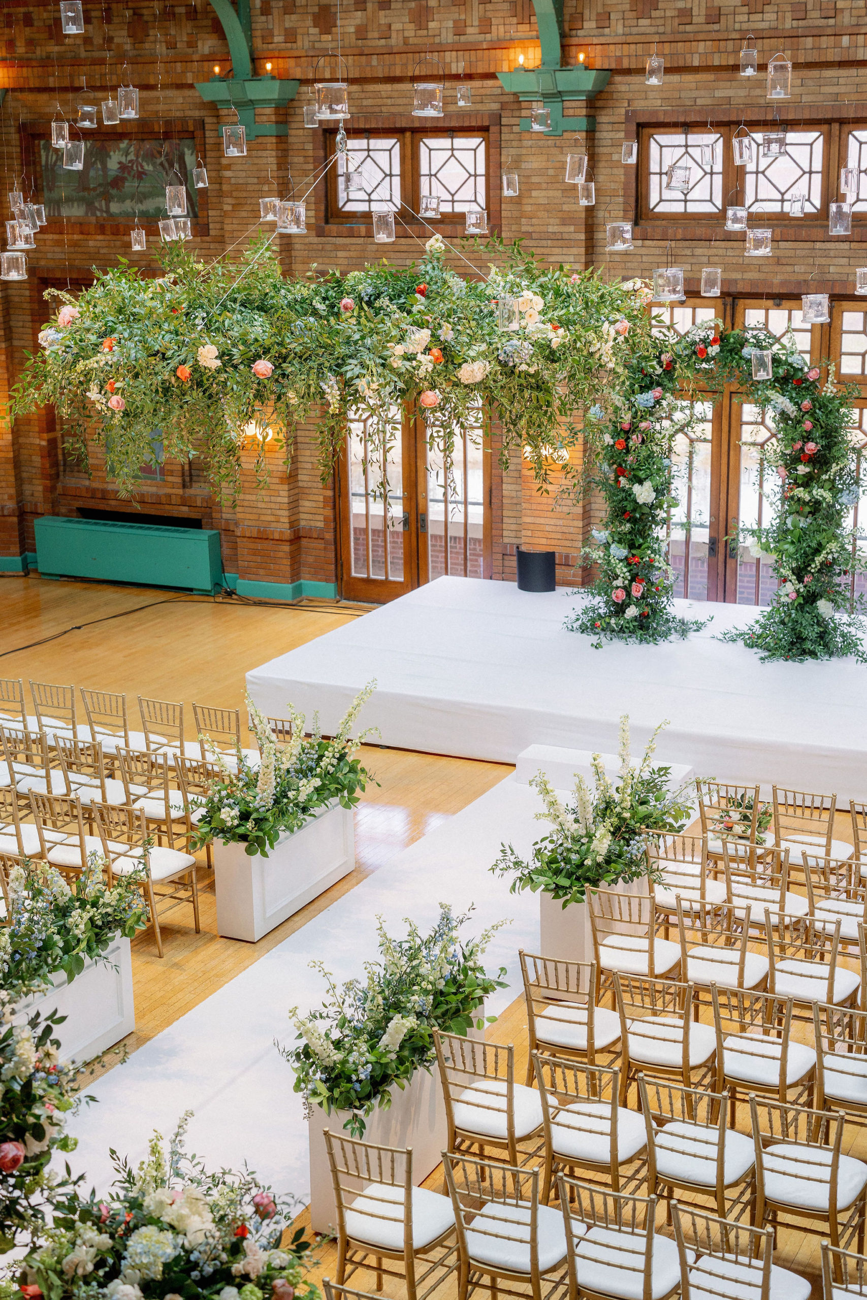 Cafe Brauer Wedding with Hanging Flowers