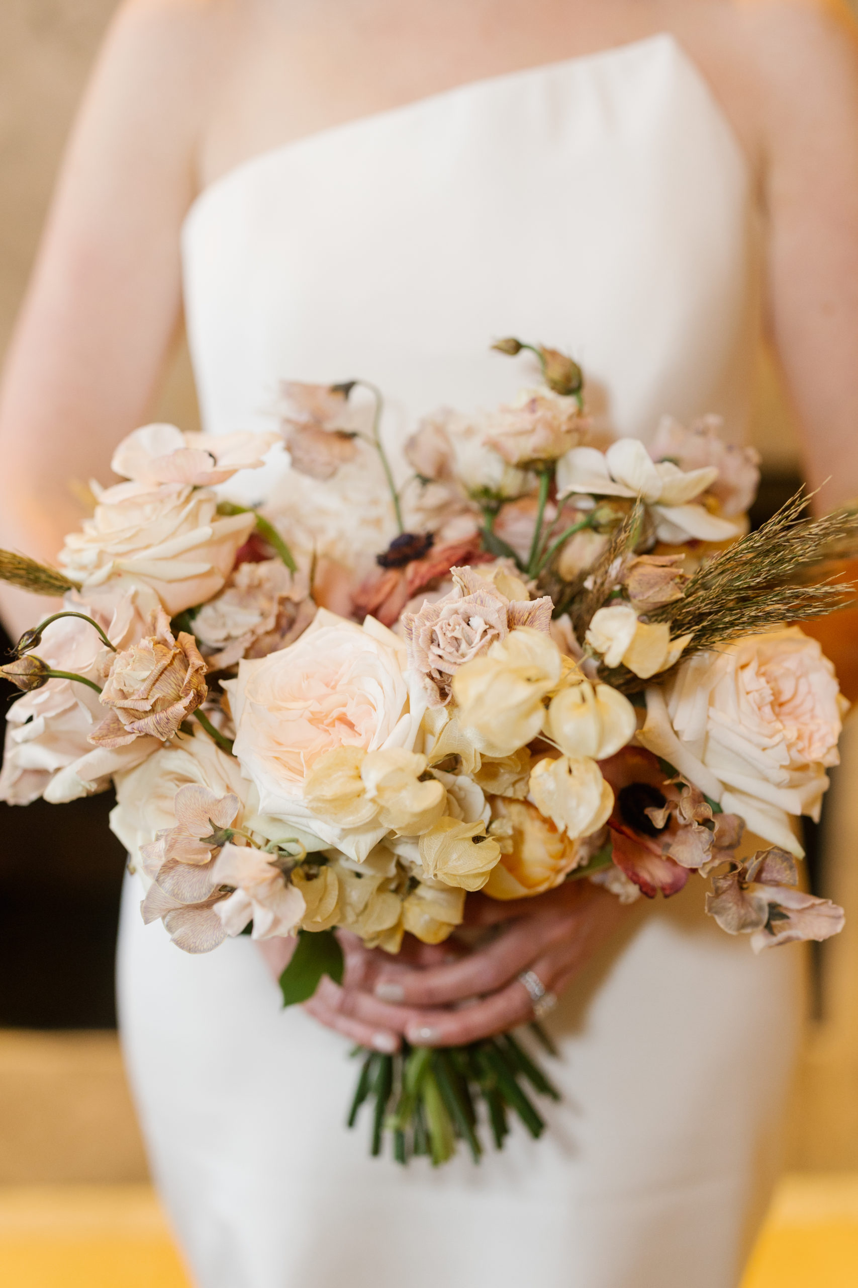 Neutral Bridal Bouquet with Taupe Flowers
