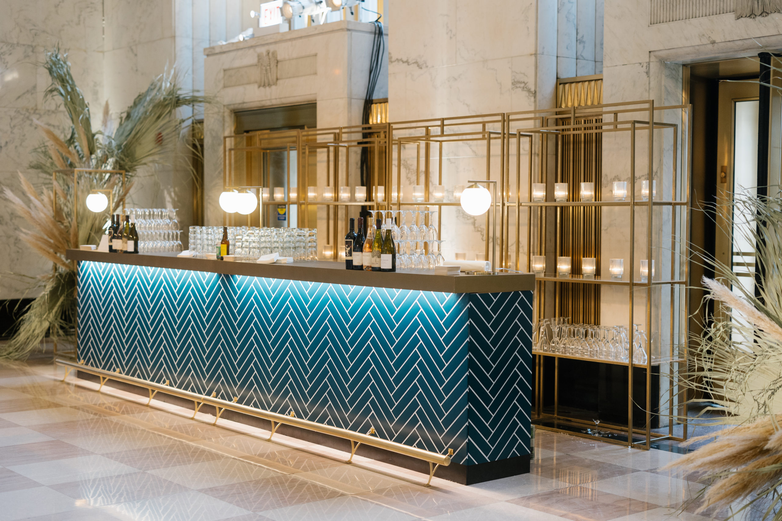 Art Deco Tiled Bar for Wedding at The Old Post Office in Chicago