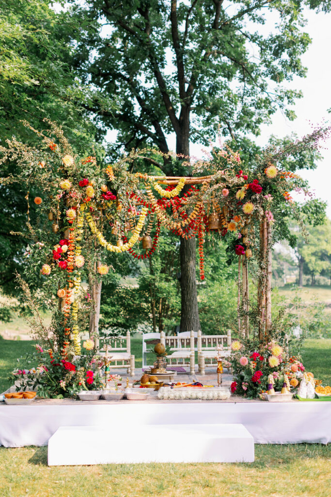 Colorful Mandap for Outdoor Wedding Ceremony