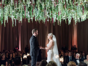 Suspended Flowers for Wedding Ceremony at The Langham Chicago